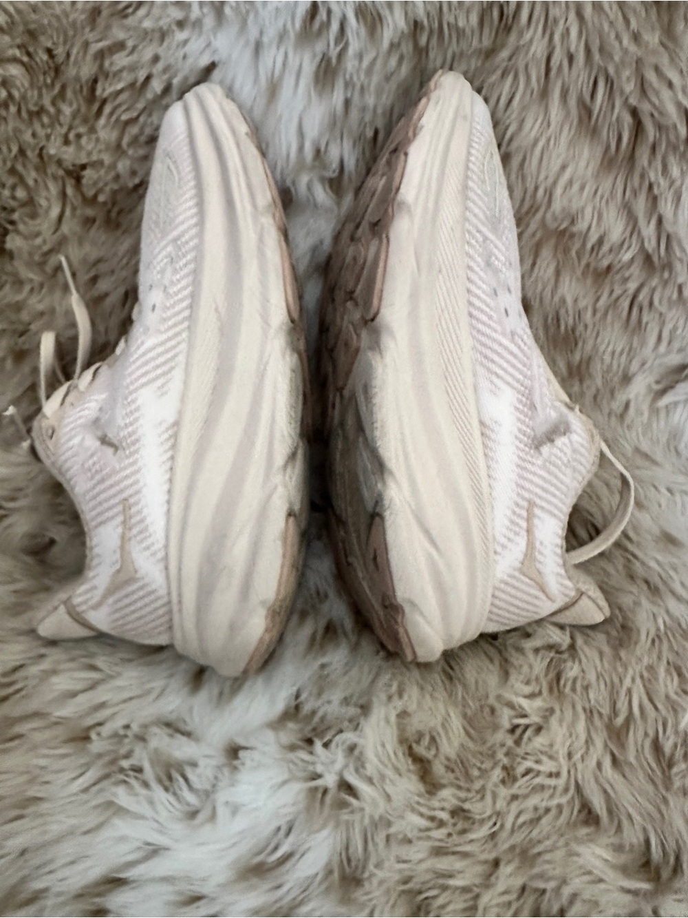 Hoka One One Women's Pale Pink and Light Blue Running Sneakers - Picture 4 of 7
